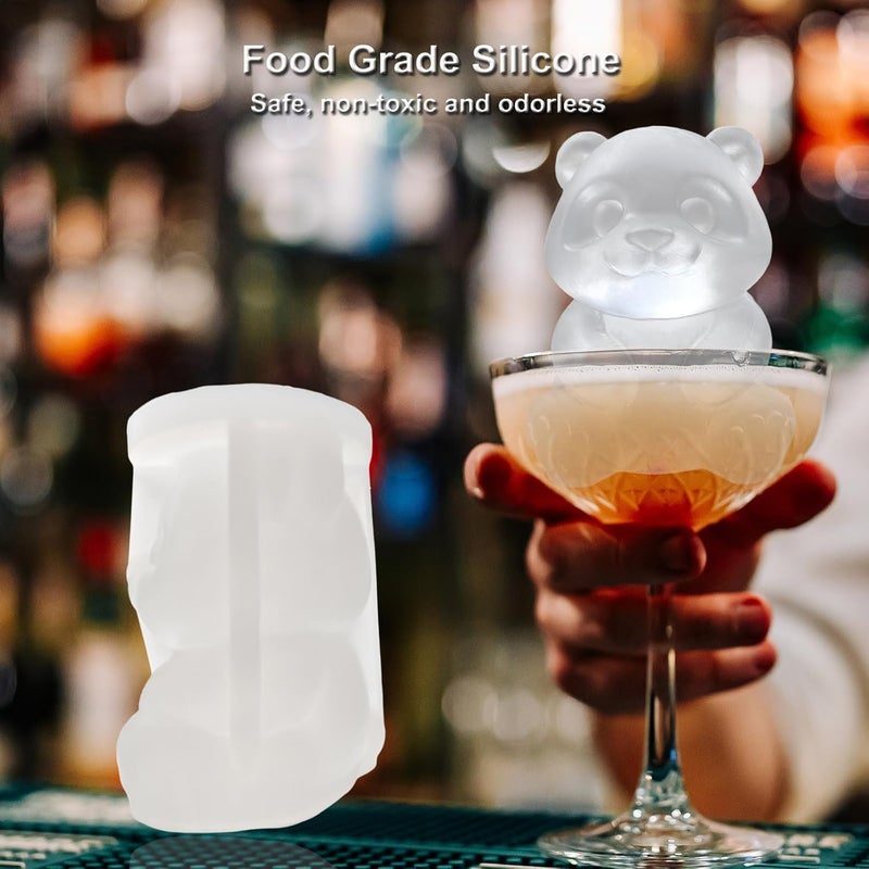 SIUPER 3D Panda Ice Cube Silicone Molds Tray for Whiskey, Cocktail, Drink, Bar; Rich Details. Fun Animal Mold for DIY Craft Taba Squishy Chocolate Soap Candle Resin Gift for Women Girls Boys; 2 Pack - Image 5
